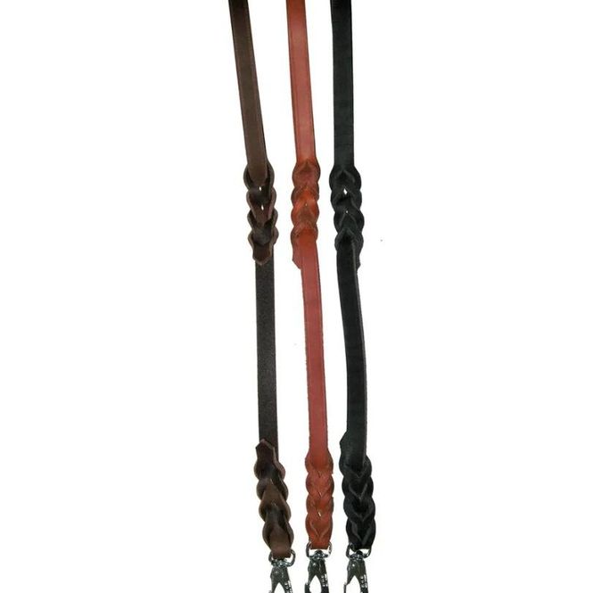Hovedbilde Flettet kobbel i lær med krok 6 mm/60cm