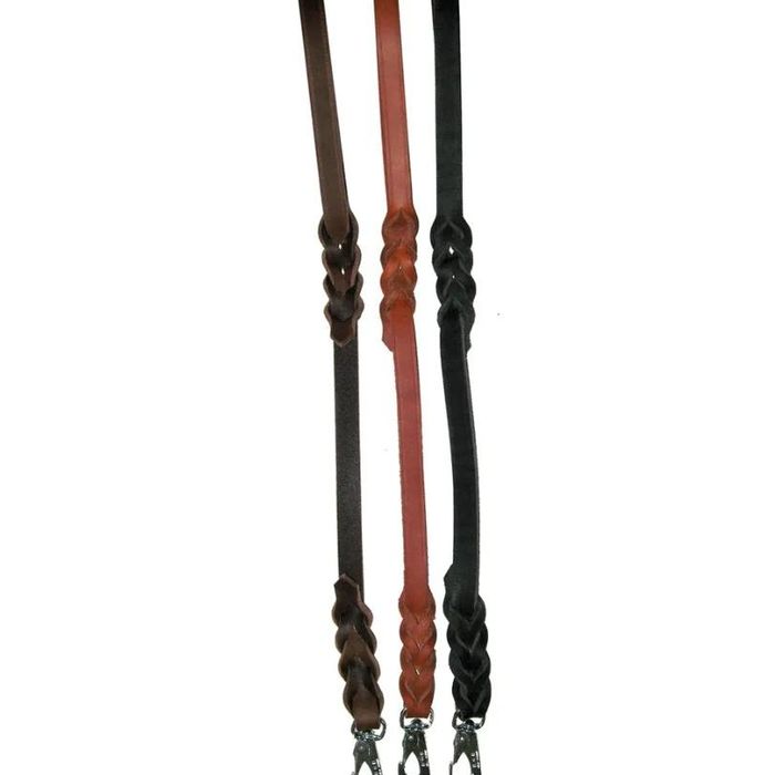 Flettet kobbel i lær med krok 6 mm/60cm