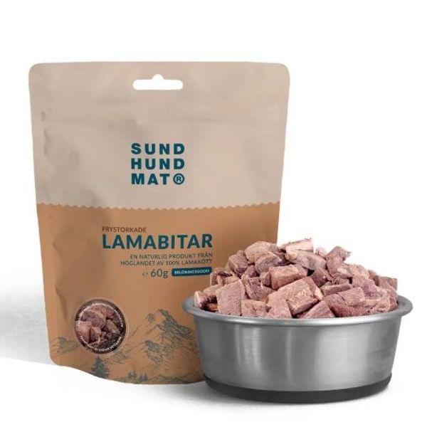 Hovedbilde Sund Hundmat® Lamabitar - frysetørkede godbiter ...