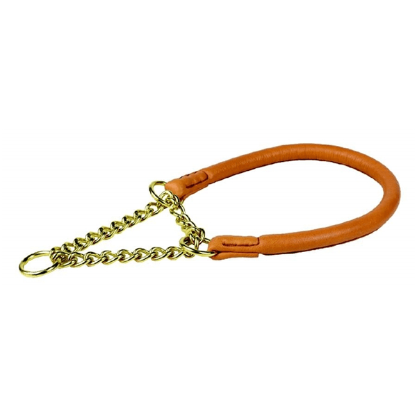 Hovedbilde Junior halvstrup halsbånd med messingkjede 12 mm