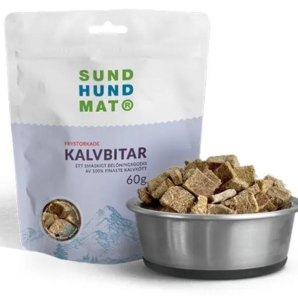 Hovedbilde Sund Hundmat® Kalvbitar - frysetørkede godbiter ...
