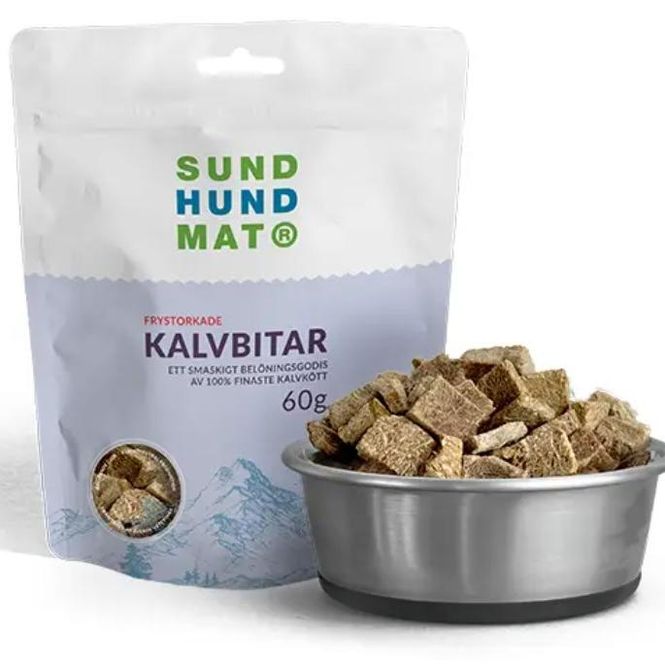 Hovedbilde Sund Hundmat® Kalvbitar - frysetørkede godbiter ...